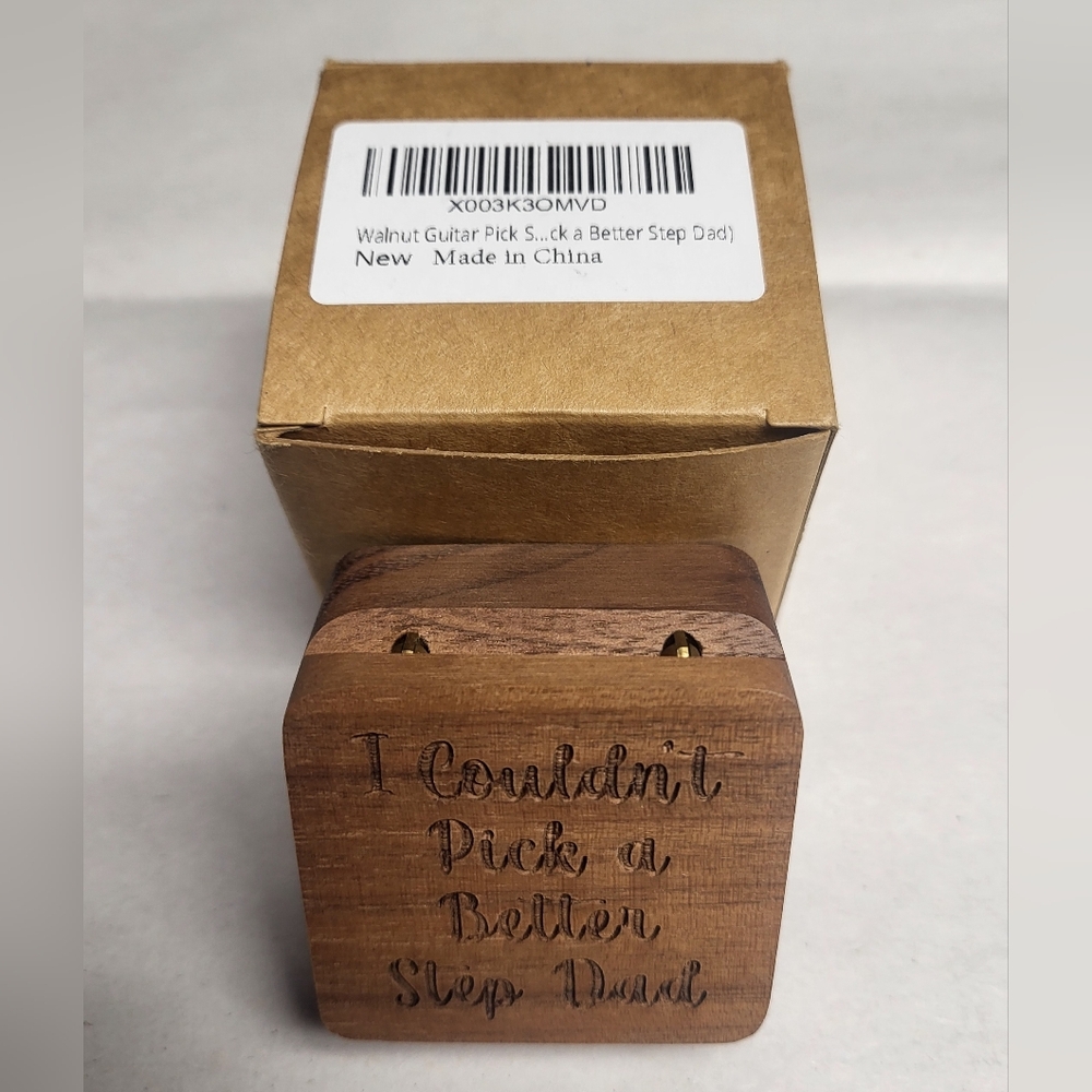 New Amazon Stepdad Gift Walnut Guitar Pick Storage Case New In Box New In Box - Picture 3 of 10
